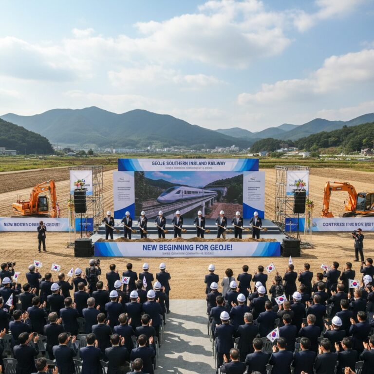 거제 남부내륙철도 착공식 현장 모습