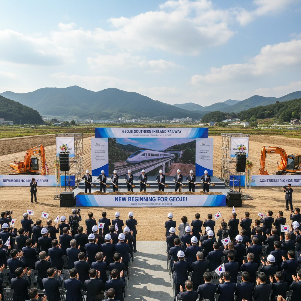 남부내륙철도 착공과 거제의 미래 변화 거제 남부내륙철도 착공식 현장 모습