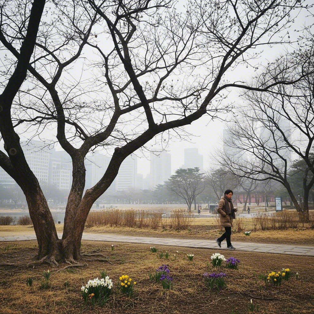 춘래불사춘 봄이 왔지만 와닿지 않는 계절 1 봄이 왔지만 아직 싸늘한 공기와 움츠러든 나뭇가지가 공존하는 풍경