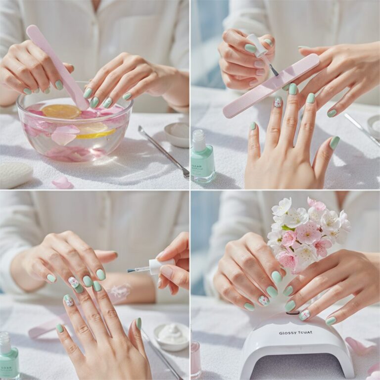 봄네일 케어 단계별 과정을 보여주는 사진