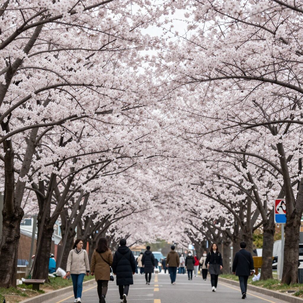 2026년 서울 여의도 윤중로 벚꽃 만개 시기 비교 사진