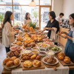 일산 빵 뷔페 무한리필 9900원 가성비 맛집 일산 빵 뷔페 테이블에 진열된 다양한 빵과 사이드 메뉴