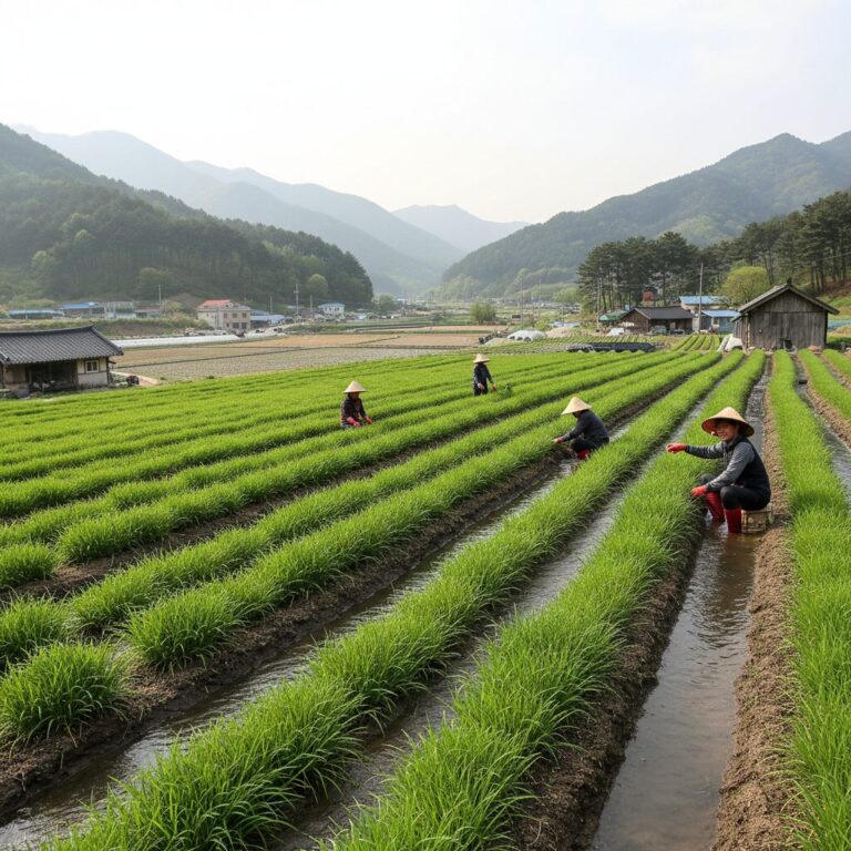 청도한재미나리 재배 밭에서 자라는 모습