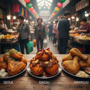 서울 대구 광주 치킨 비교 사진 육즙 마늘 전통시장