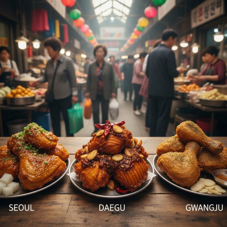 서울 대구 광주 치킨 비교 사진 육즙 마늘 전통시장
