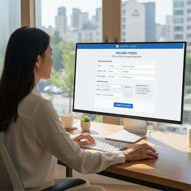 복지로 홈페이지에서 보육료 전환 신청하는 화면 예시