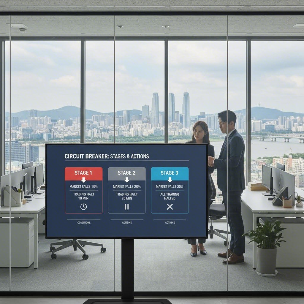 서킷브레이커 1단계 2단계 3단계 발동 조건과 조치 사항을 나타낸 인포그래픽