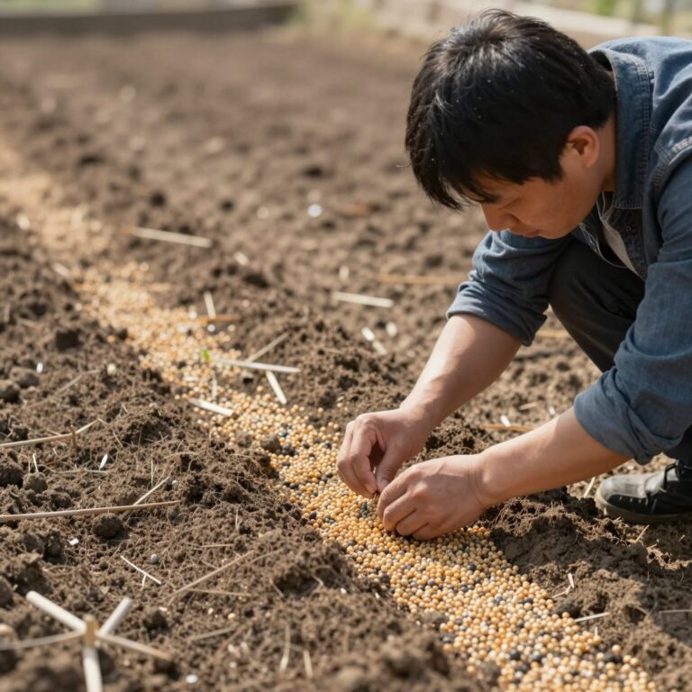 옥수수 씨앗을 적정 간격과 깊이에 심는 방법