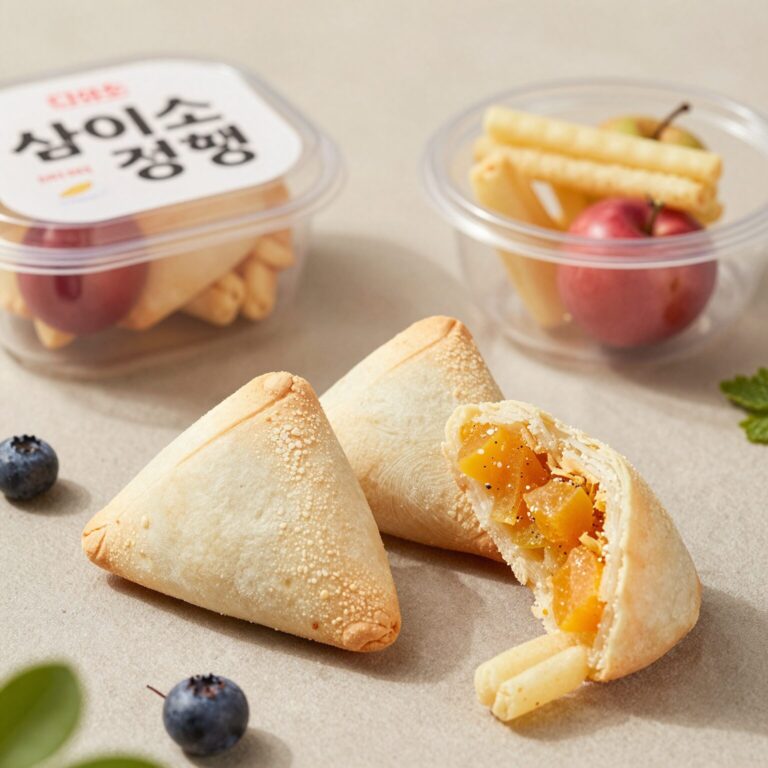 다이소에서 판매하는 삼각김밥 틀과 포장용기, 과일 꼬치가 놓인 사진