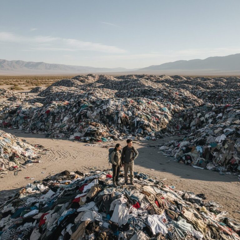 칠레 아타카마 사막에 쌓인 거대한 의류 쓰레기 산