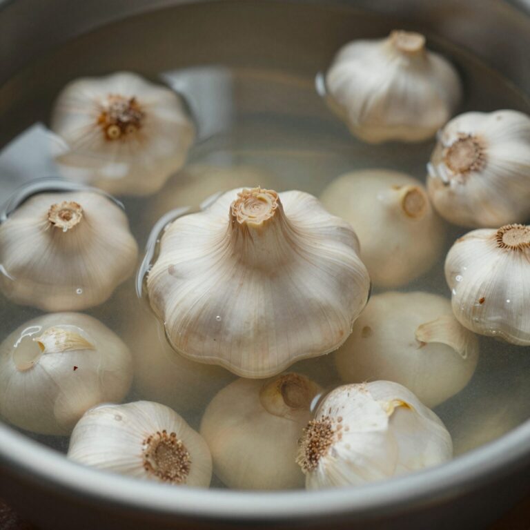 풋마늘을 끓는 물에 살짝 데치는 과정