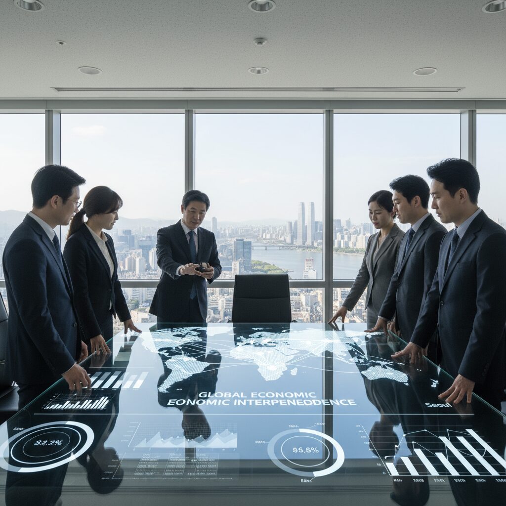 글로벌 경제 시장의 상호 연관성을 보여주는 인포그래픽