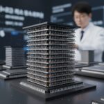 적층된 낸드플래시 메모리 칩을 확대한 모습