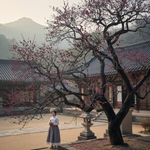 구례 화엄사 흑매화 꽃이 핀 모습
