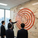 이란의 군사적 영향력과 주요 미사일 사정거리를 보여주는 중동 지역 지도