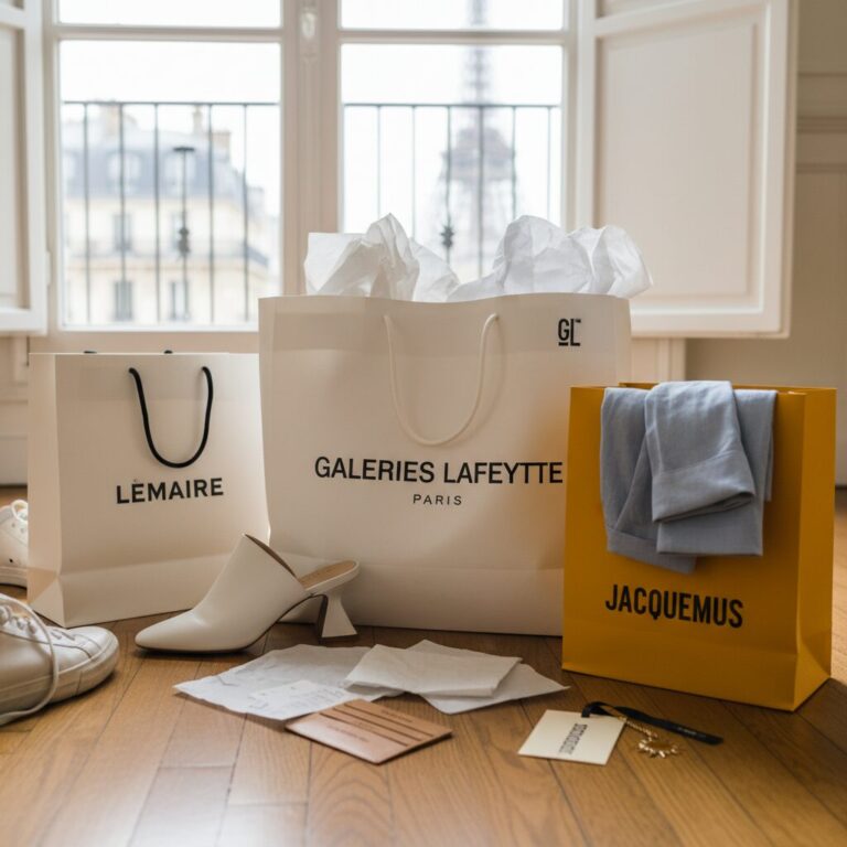 파리 라파예트 백화점에서 쇼핑한 르메르와 자크뮈스 제품이 들어있는 백