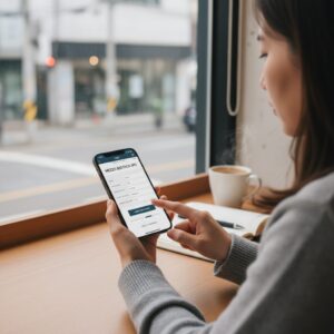 스마트폰 화면에서 메쥬 공모주 청약 신청서 작성하는 모습