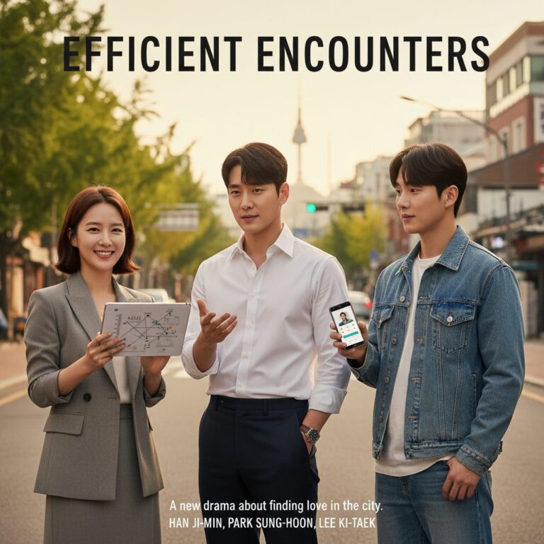 미혼남녀의 효율적 만남 드라마 포스터 속 한지민 박성훈 이기택 모습