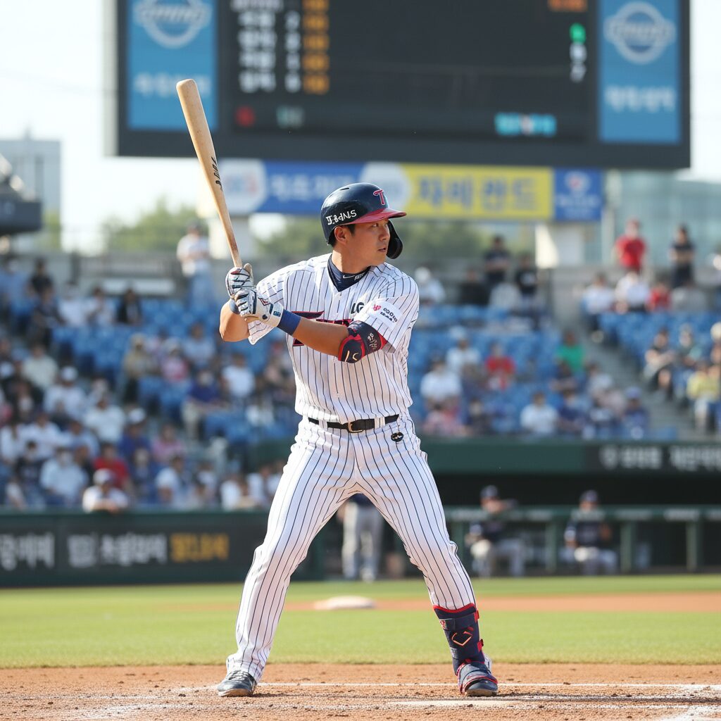 LG 트윈스 문보경 선수가 타격 준비를 하는 모습