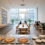 노모어피자 매장 내부의 현대적이고 깔끔한 인테리어