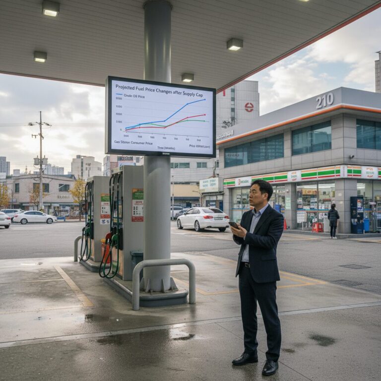 정유사 공급가 상한선 도입 후 주유소 가격 변화 예상 그래프