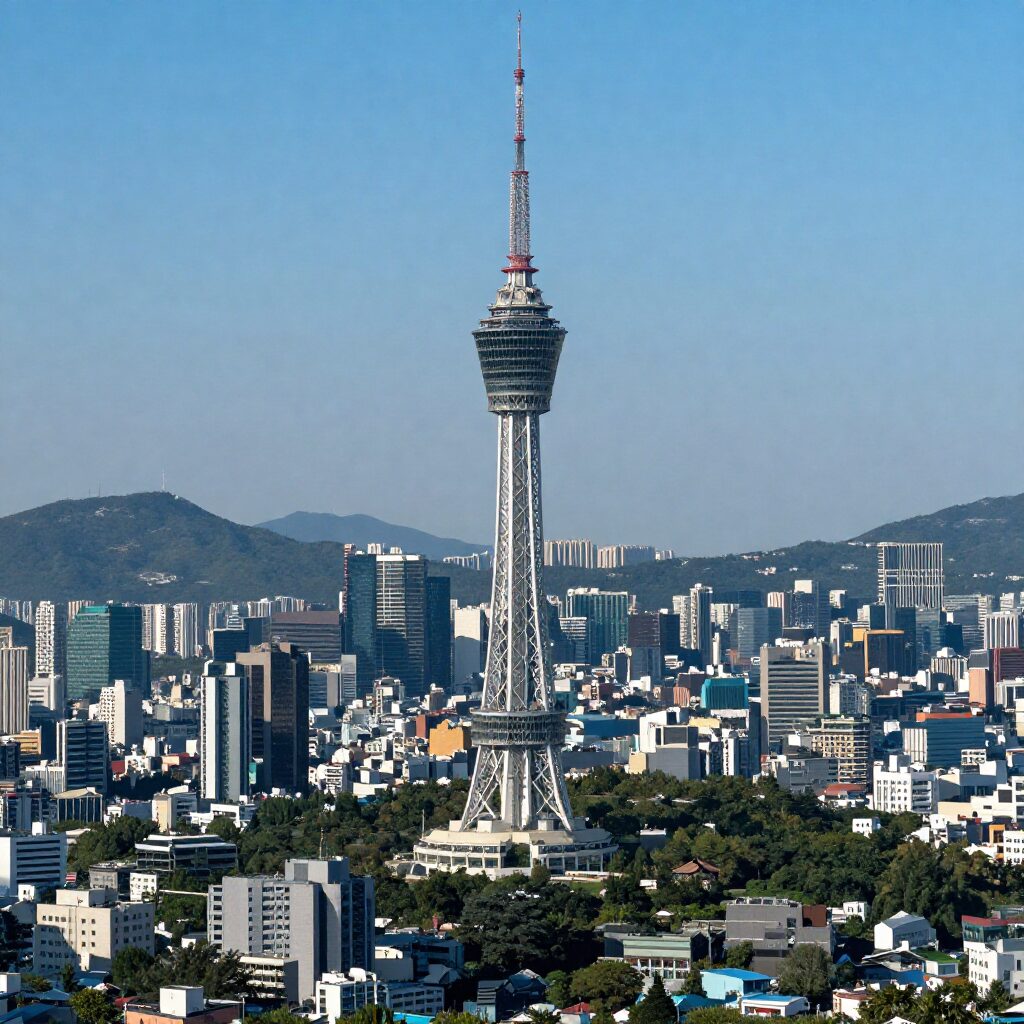 프랑스 파코 남산타워 야경 배경 사진