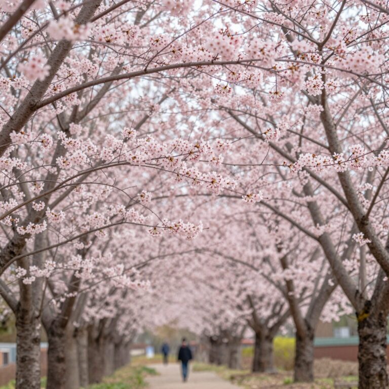 봄에 핀 분홍색 풀또기 꽃나무 가지 사진