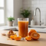 레드향으로 만든 신선한 생과일 주스 한 잔