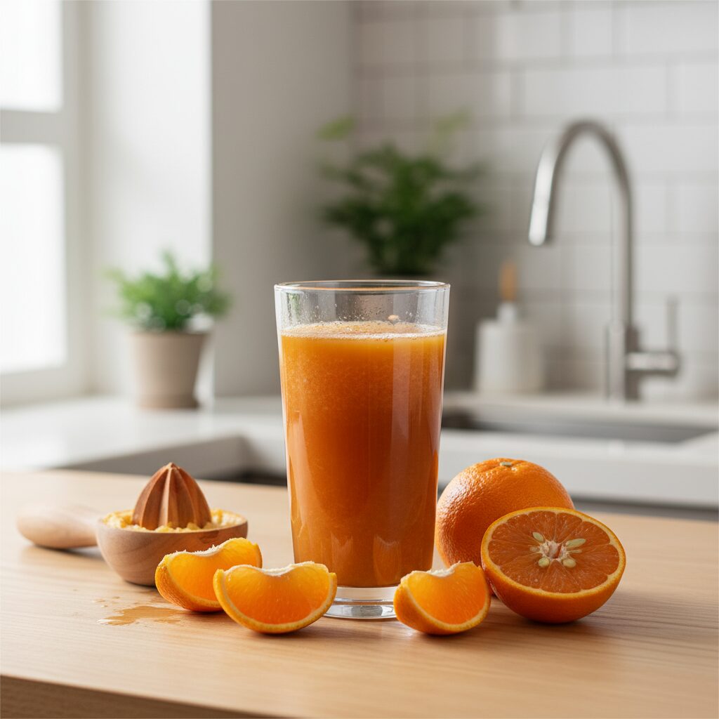 3월 제철과일 레드향과 천혜향 맛보기 1 레드향으로 만든 신선한 생과일 주스 한 잔