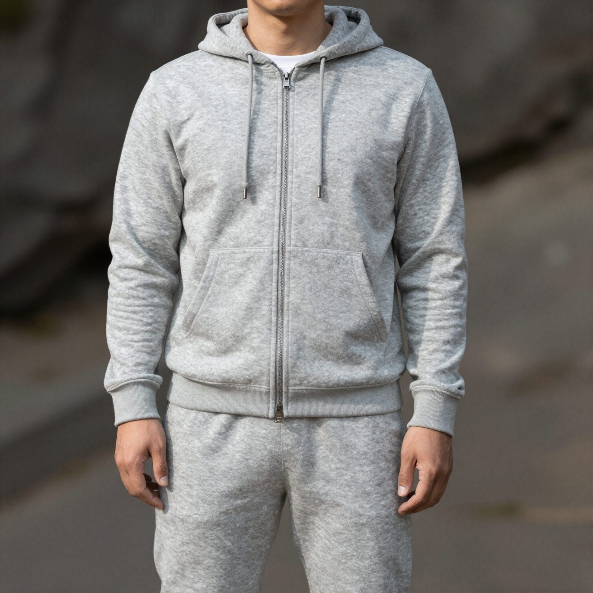 세인트제임스 봉봉 쁘띠 후드집업 라이트 그레이 색상 착용샷