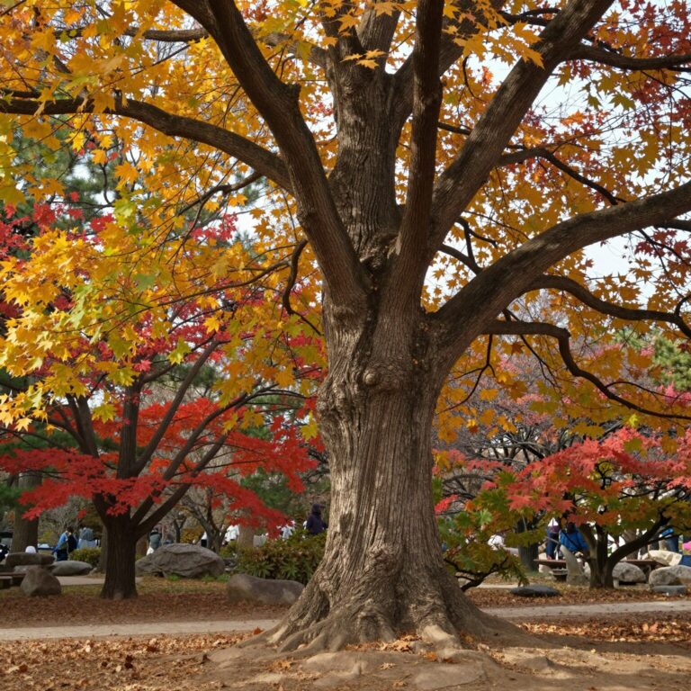 대전 세천공원 200년 이상 된 거대한 단풍나무 가을 단풍 장관