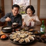 섬진강 벚굴 구이 준비된 식탁