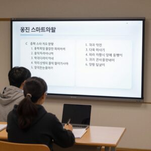 웅진 스마트올 중학 학습 플랫폼 화면에서 강의와 문제풀이가 연결된 모습