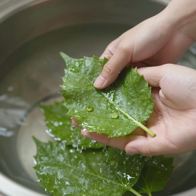 칼집을 내어 분리된 봄동 잎을 물에 씻는 모습