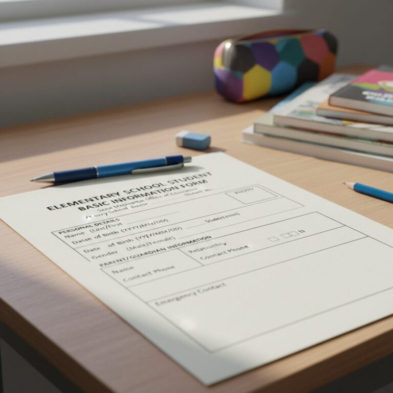 초등학교 학생 기초조사서 양식 예시