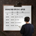 2026년 3월 모의고사 성적표를 보고 학습 계획을 세우는 학생