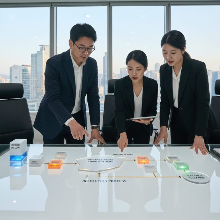 가수금 발생부터 정리까지의 과정을 보여주는 다이어그램