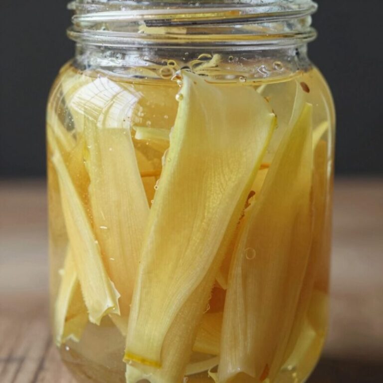 유리병에 담긴 노란빛을 띤 오가피순 장아찌