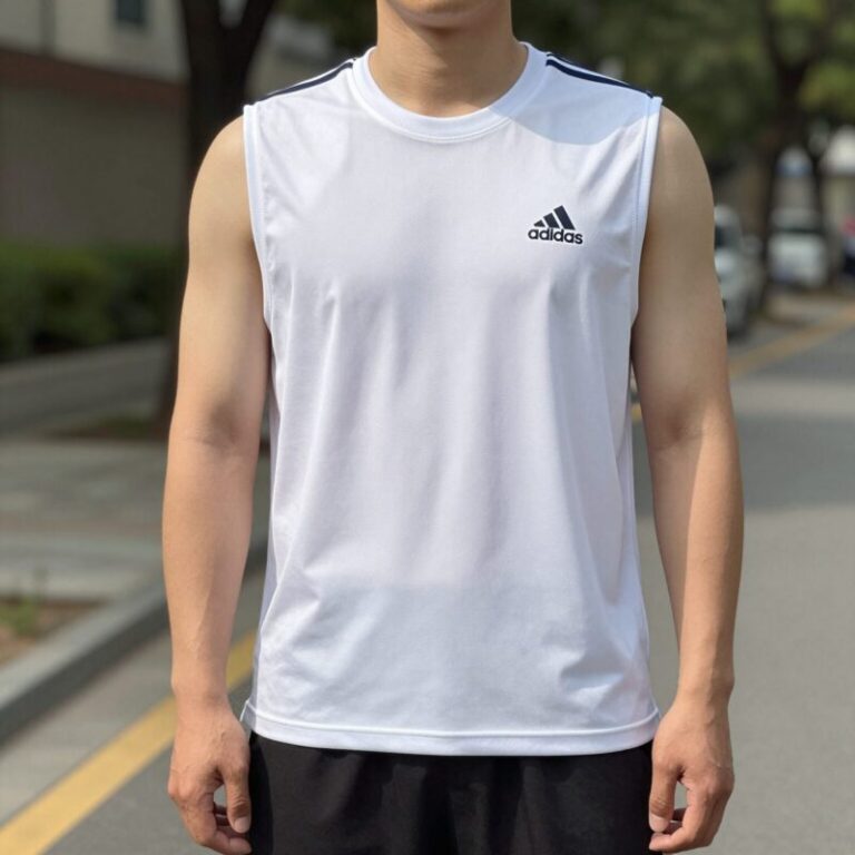 아디다스 오리지널 트레포일 반팔티 착용 사진으로 깔끔한 삼선 디자인과 오버핏 스타일링을 보여줍니다