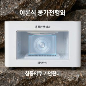 이온식 공기청정기 작동 원리 다이어그램, 음이온이 미세먼지와 결합하여 침전되는 과정