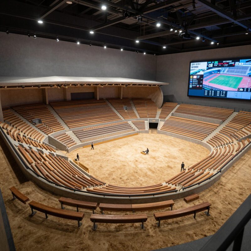 일산 킨텍스 제2전시장 9홀 내부 스탠딩과 지정석 구역을 보여주는 모형도