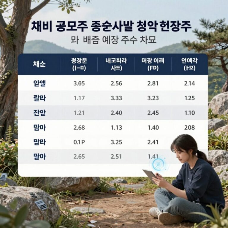 채비 공모주 증권사별 청약 현황과 배정 예상 주수 비교 차트