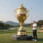 셰브론 챔피언십 트로피와 텍사스 석양이 어우러진 풍경