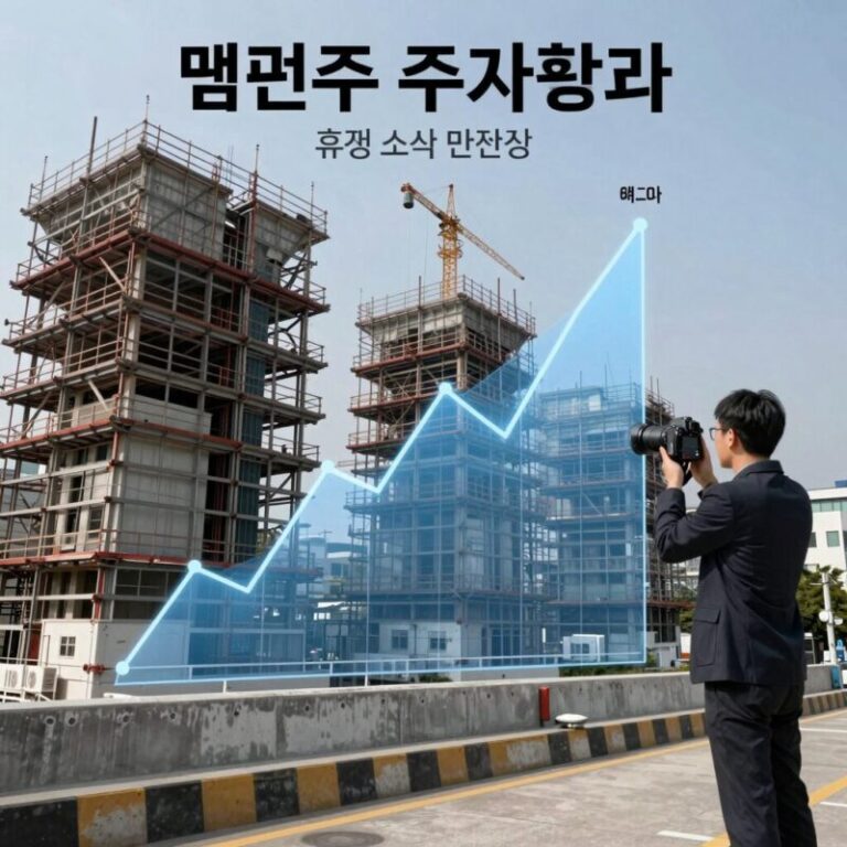 건설주 주가 흐름과 휴전 소식 반영 시점을 보여주는 분석 차트