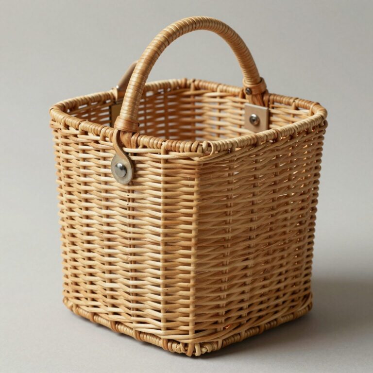 다이소 양문 손잡이 바구니 실물 사진 라탄 패턴과 양문형 구조가 보임