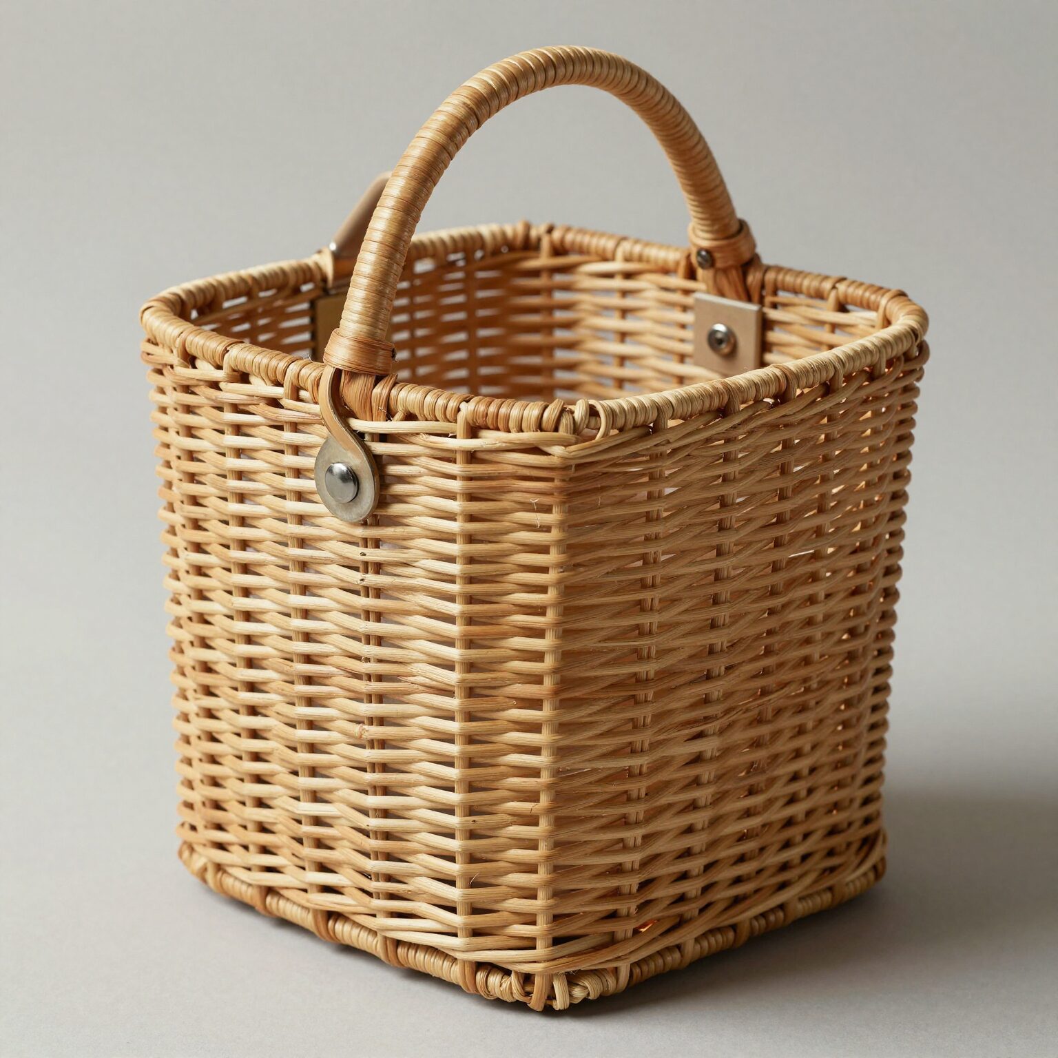 다이소 양문 손잡이 바구니 실물 사진 라탄 패턴과 양문형 구조가 보임