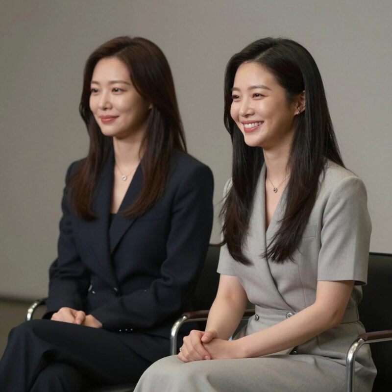 악마는 프라다를 입는다 2 개봉과 배우들의 이야기 1 악마는 프라다를 입는다 2 기자간담회에서 미소 지으며 앉아 있는 메릴 스트립과 앤 해서웨이