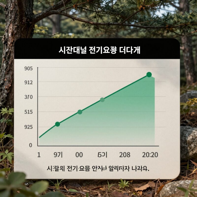 시간대별 전기요금 변화를 나타낸 그래프와 달력 아이콘