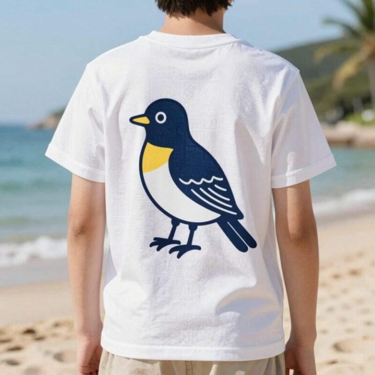 휠라키즈 첨스 콜라보 부비새 비치 티셔츠 앞면과 뒷면 디자인
