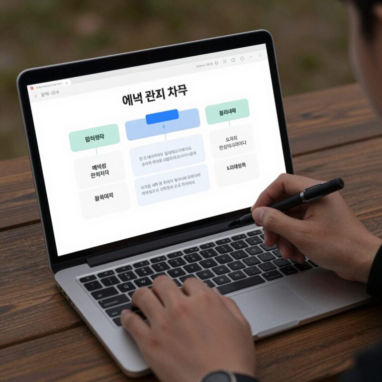 예산 관리 차트가 표시된 노트북과 다이어리 사진